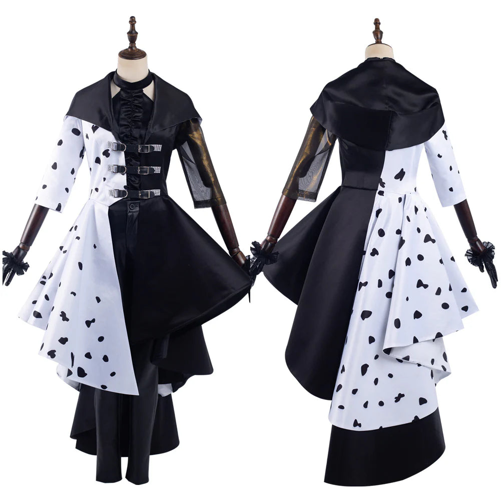Cruella de Vil 2021 Movie Cosplay Costume Dress – Women’s Halloween Outfit