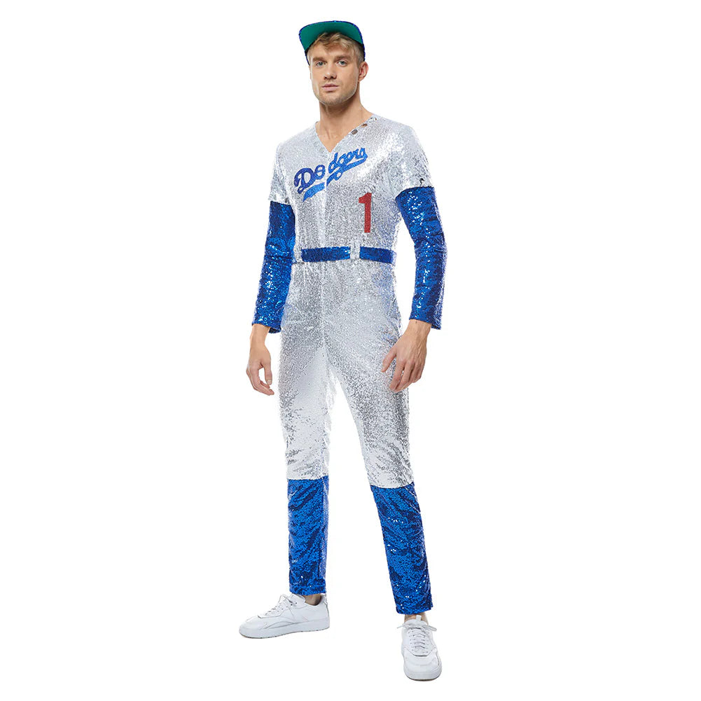 Rocketman Elton John Dodgers Baseball Uniform Cosplay Costume – Unisex Halloween Outfit
