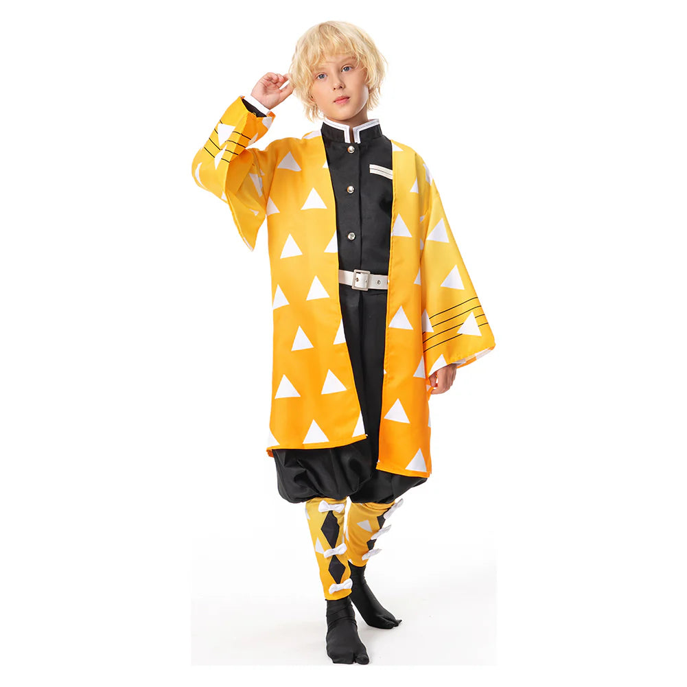 Kids KNY Agatsuma Zenitsu Yellow Cosplay Costume – Demon Slayer Halloween Outfit