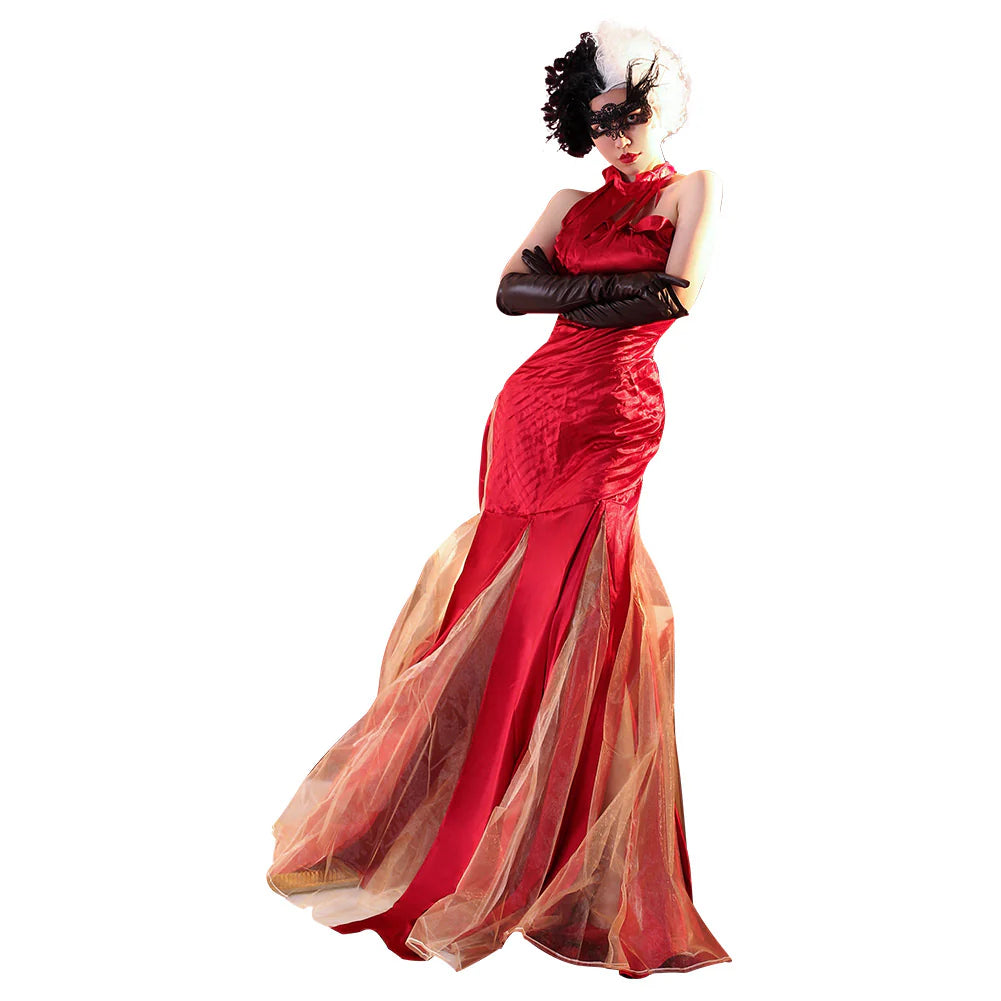 Cruella de Vil 2021 Movie Cosplay Costume Dress Set