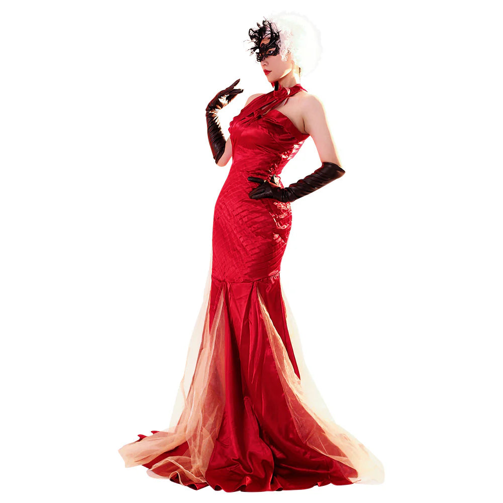 Cruella de Vil 2021 Movie Cosplay Costume Dress Set