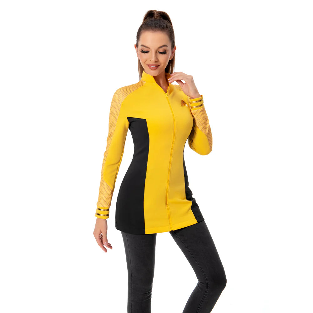 Star Trek Strange New Worlds Una Chin-Riley Cosplay Coat for Women – Halloween Costume Uniform Outfit PU Leather Jacket