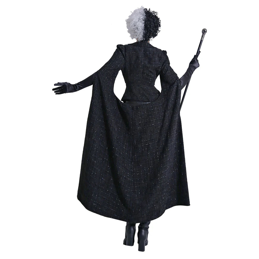 Cruella De Vil Cosplay Black Coat Costume for Women