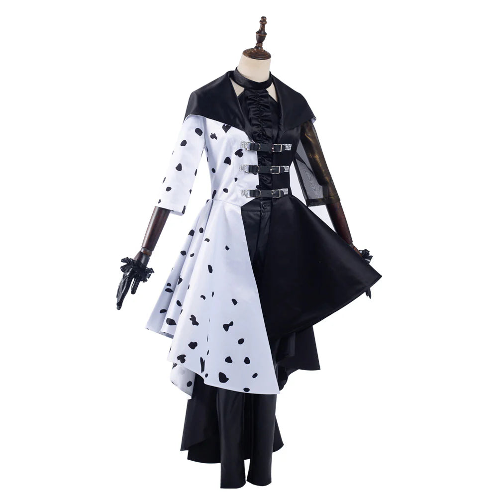Cruella de Vil 2021 Movie Cosplay Costume Dress – Women’s Halloween Outfit
