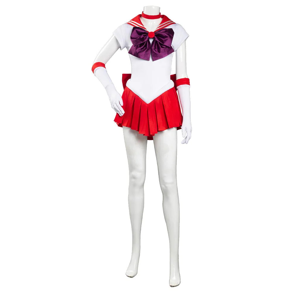 Sailor Moon Hino Rei Cosplay Costume Dress – Women’s Halloween Carnival Outfit