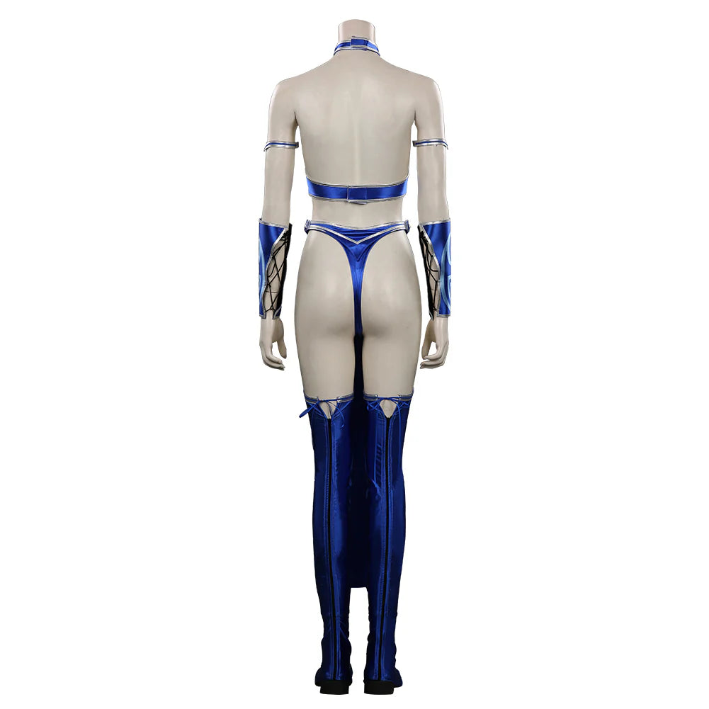 Mortal Kombat Kitana Cosplay Costume for Women – Blue Halloween Outfit with Mask & Accessories