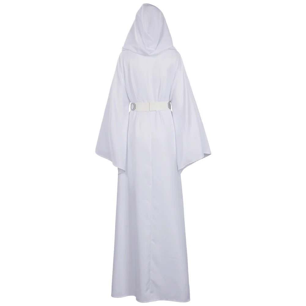 Princess Leia Cosplay Costume Dress with Belt – Women’s Star Wars Halloween Outfit
