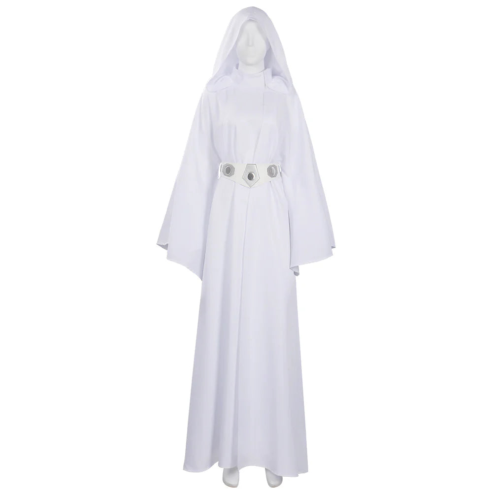 Princess Leia Cosplay Costume Dress with Belt – Women’s Star Wars Halloween Outfit
