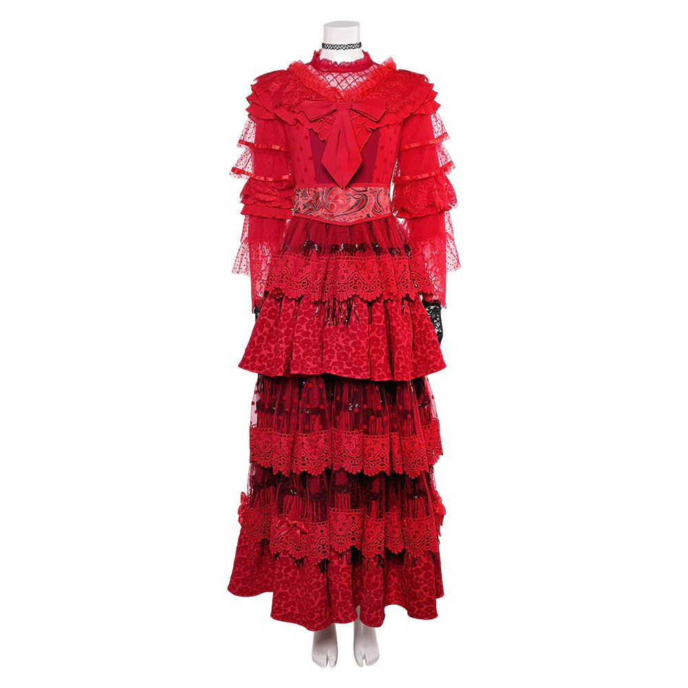 Beetlejuice Lydia Deetz Red Wedding Dress Cosplay Costume – Women’s Halloween Outfit