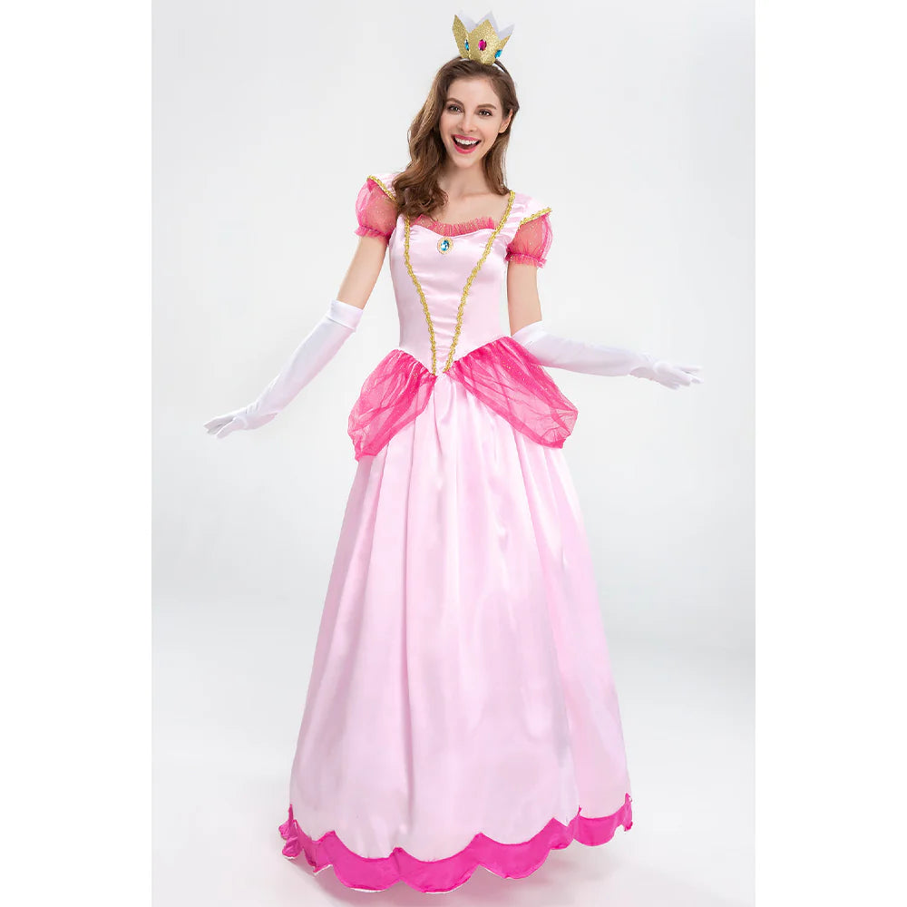 Super Mario Bros. Princess Peach Cosplay Costume Dress – Women’s Halloween Outfit