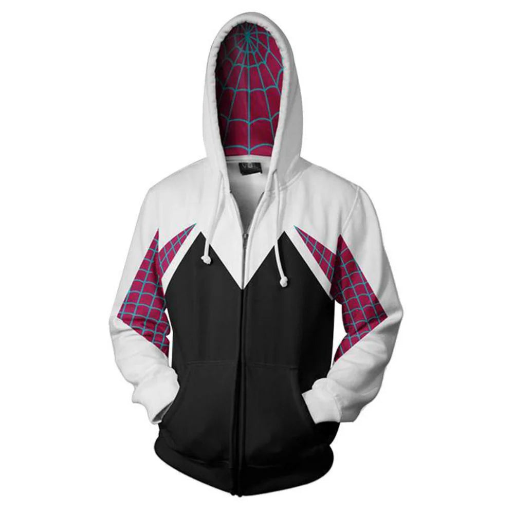Spider-Verse Gwen 3D Zip-Up Hoodie Sweatshirt Unisex