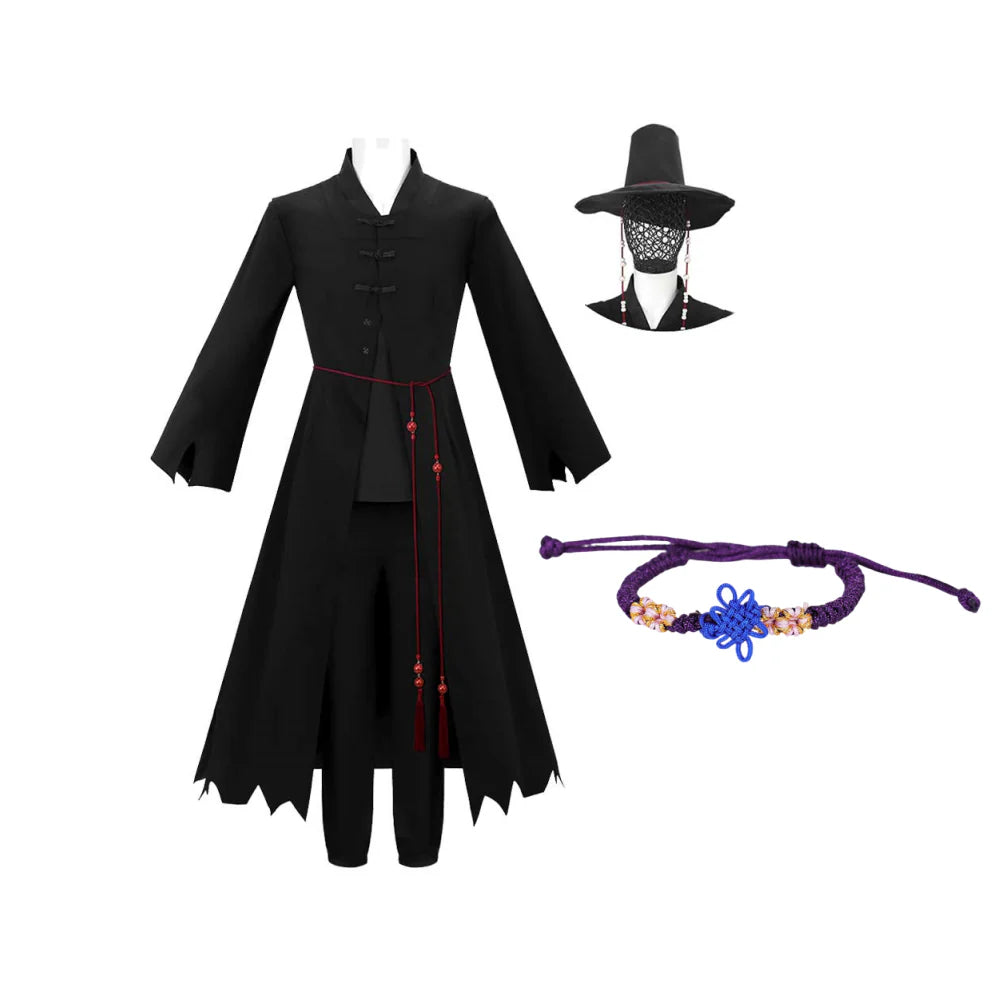 K-POP Demon Hunters Jinu Black Cosplay Costume Set with Bracelet – Halloween Outfit