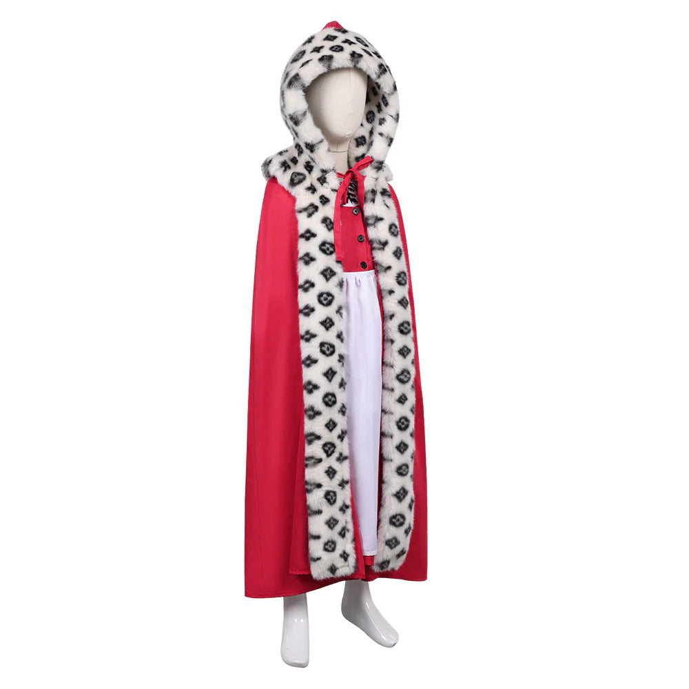 Kids Snow Queen Gerda Red Cosplay Costume with Cloak – Halloween Outfit