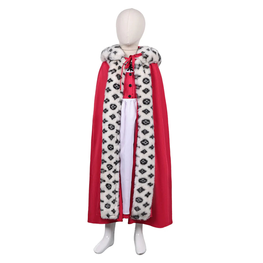 Kids Snow Queen Gerda Red Cosplay Costume with Cloak – Halloween Outfit