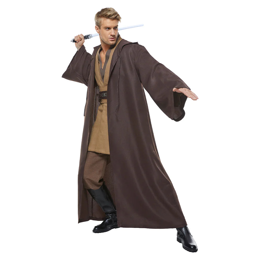 Kenobi Jedi Tunic Cosplay Costume Brown Version – Unisex Halloween Outfit with Robe & Cloak