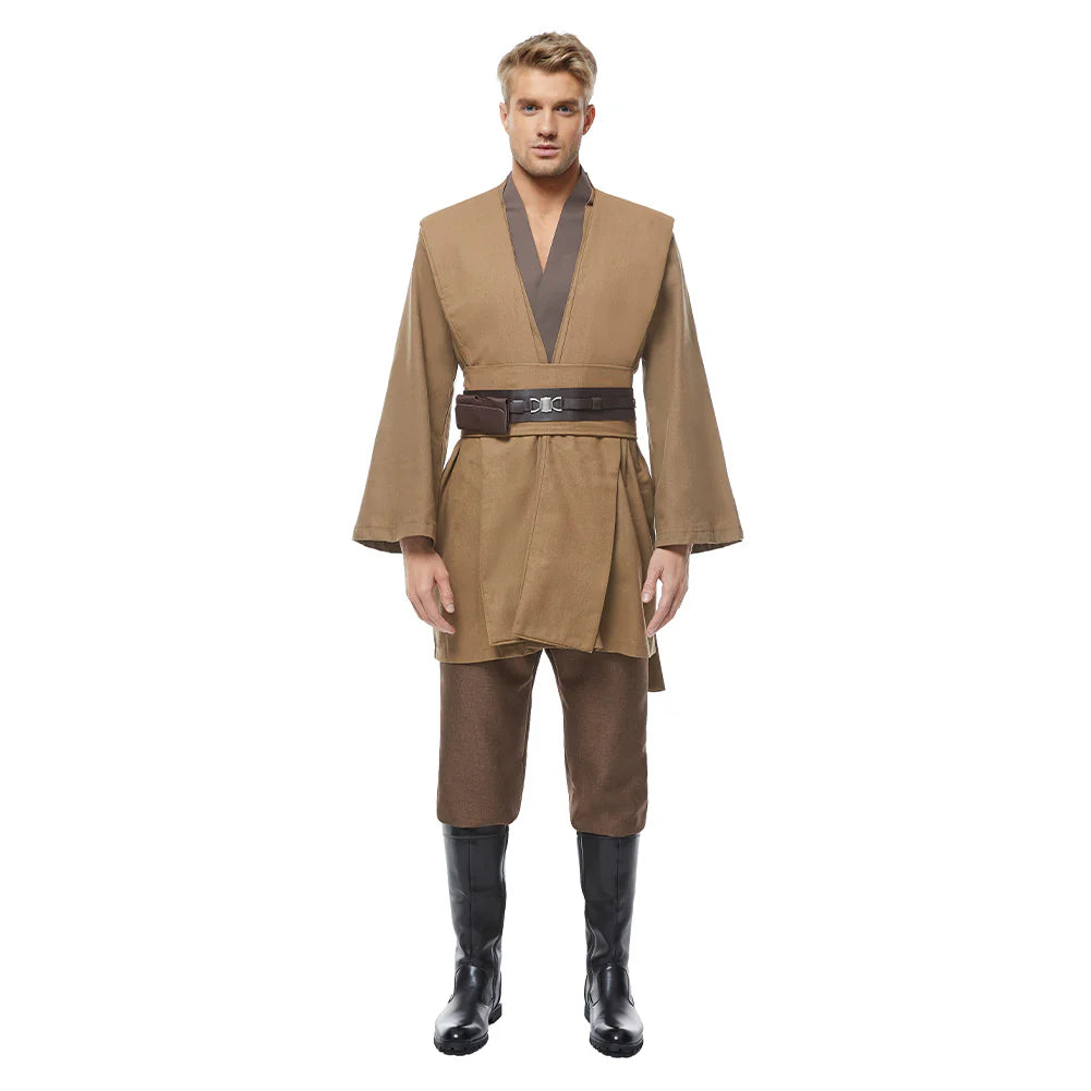 Kenobi Jedi Tunic Cosplay Costume Brown Version – Unisex Halloween Outfit with Robe & Cloak