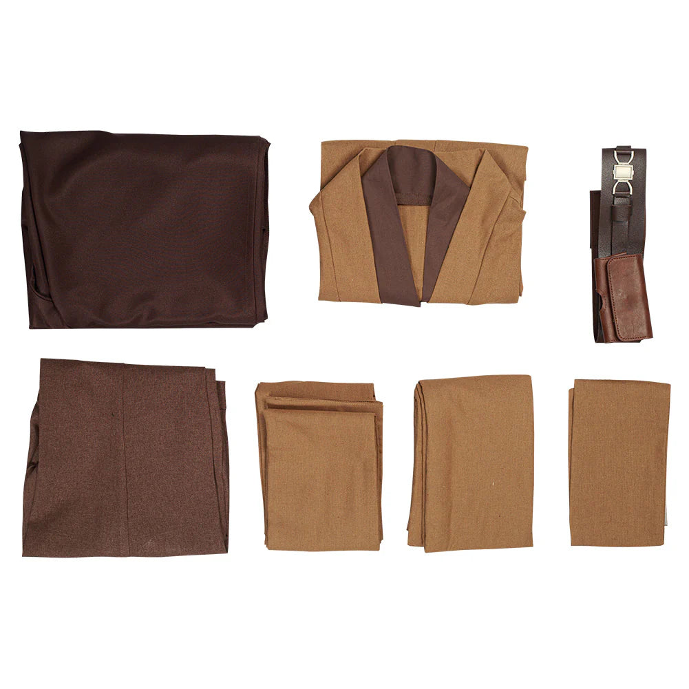 Kenobi Jedi Tunic Cosplay Costume Brown Version – Unisex Halloween Outfit with Robe & Cloak