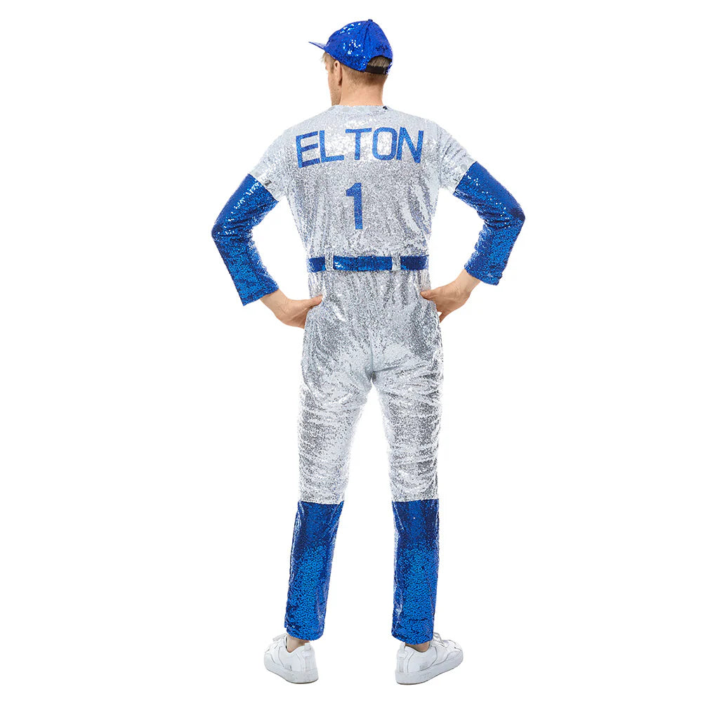 Rocketman Elton John Dodgers Baseball Uniform Cosplay Costume – Unisex Halloween Outfit