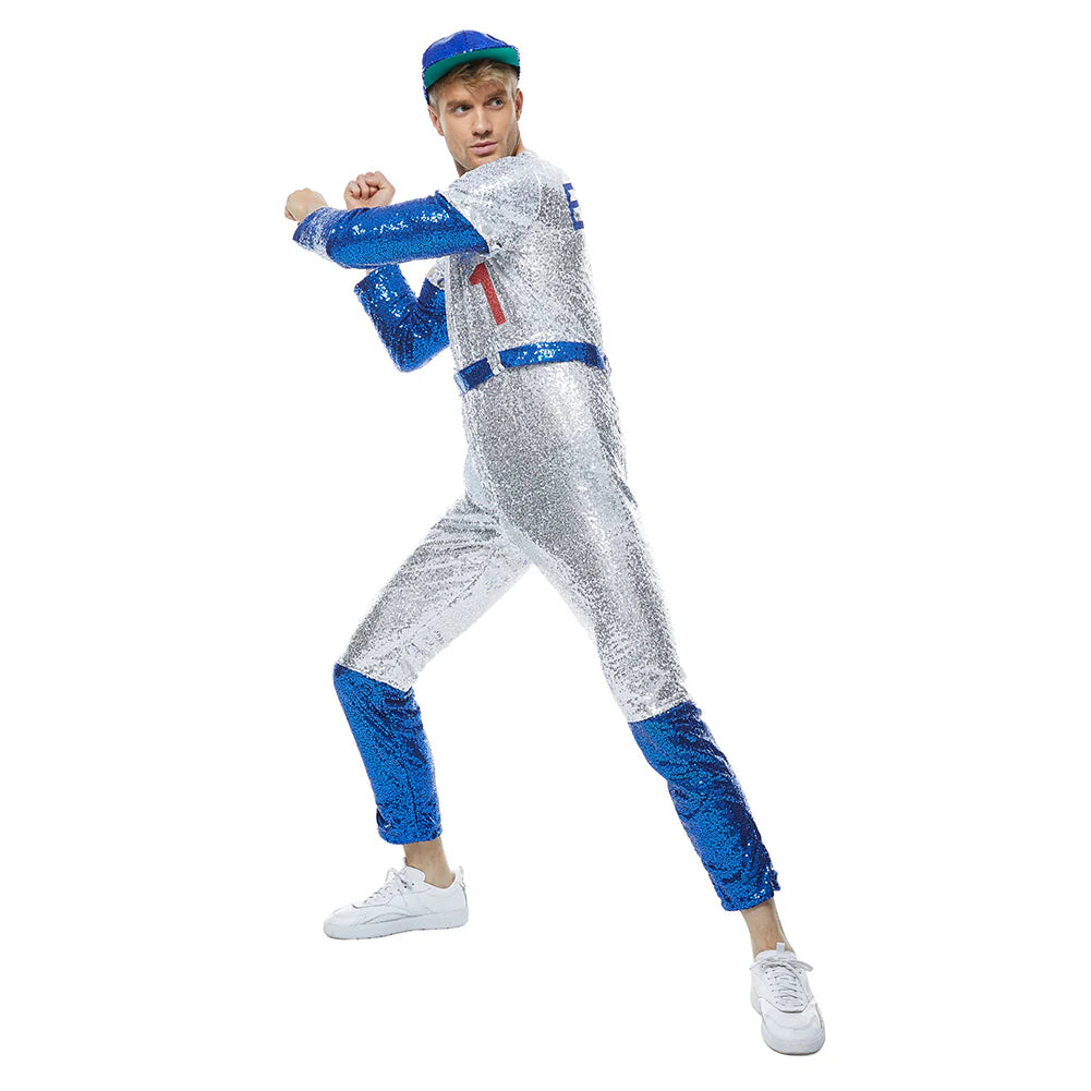 Rocketman Elton John Dodgers Baseball Uniform Cosplay Costume – Unisex Halloween Outfit