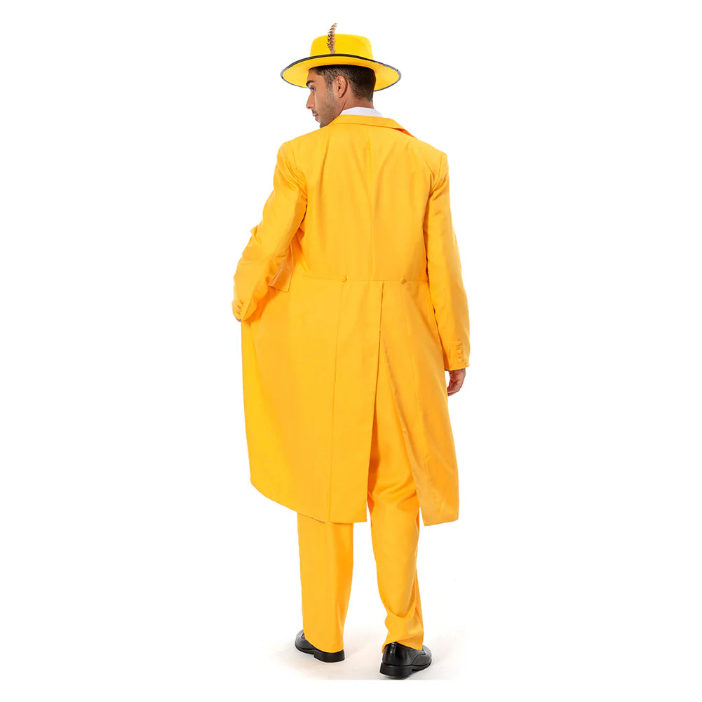 The Mask Jim Carrey Yellow Suit Cosplay Costume with Mask – Men’s Halloween Outfit