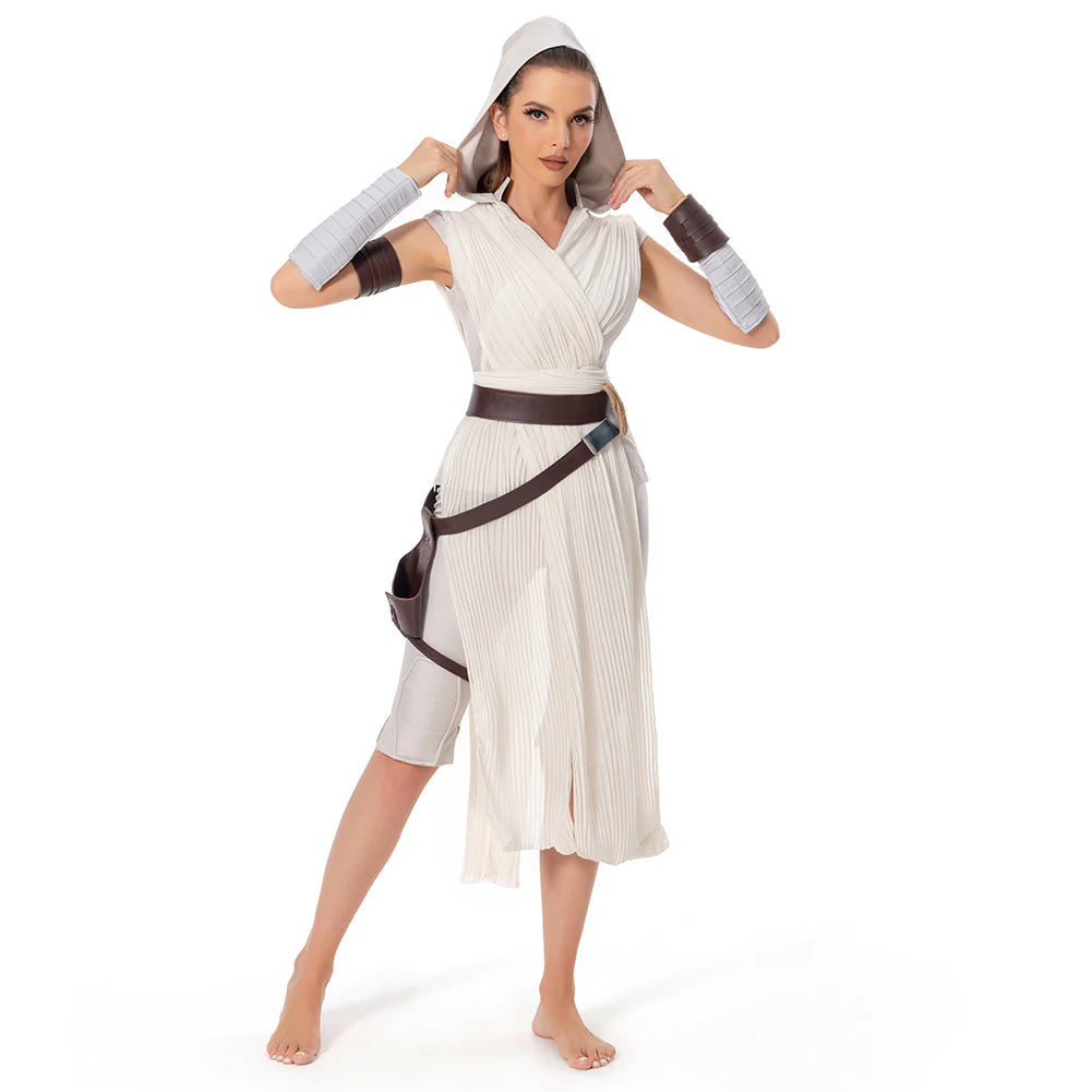 Rey The Rise of Skywalker Cosplay Costume for Women – Star Wars Halloween Outfit with Belt & Accessories