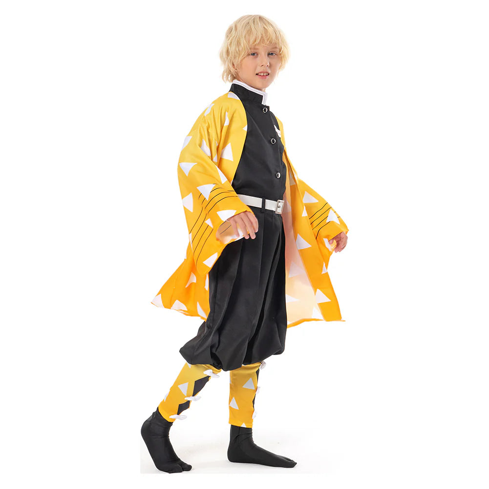 Kids KNY Agatsuma Zenitsu Yellow Cosplay Costume – Demon Slayer Halloween Outfit