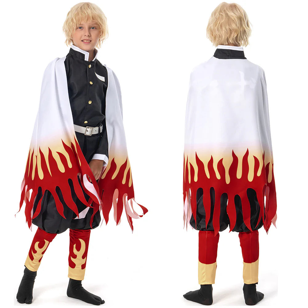 Kids Kyojuro Rengoku Demon Slayer Cosplay Costume Set