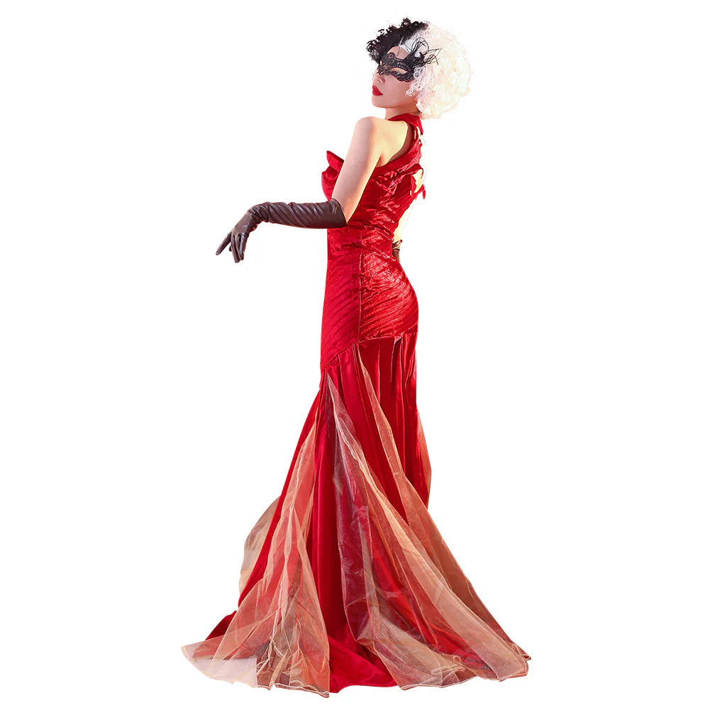 Cruella de Vil 2021 Movie Cosplay Costume Dress Set
