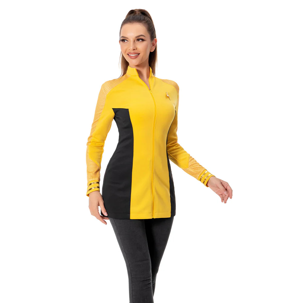 Star Trek Strange New Worlds Una Chin-Riley Cosplay Coat for Women – Halloween Costume Uniform Outfit PU Leather Jacket