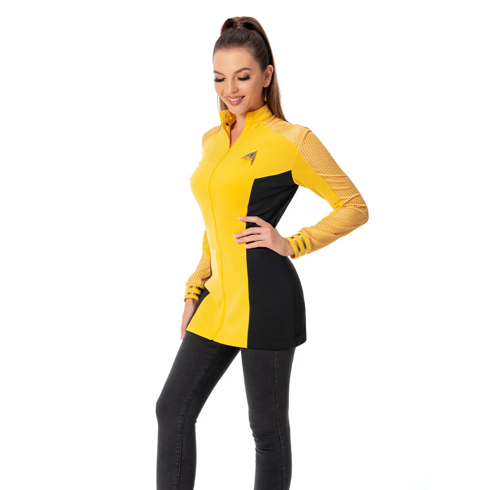 Star Trek Strange New Worlds Una Chin-Riley Cosplay Coat for Women – Halloween Costume Uniform Outfit PU Leather Jacket