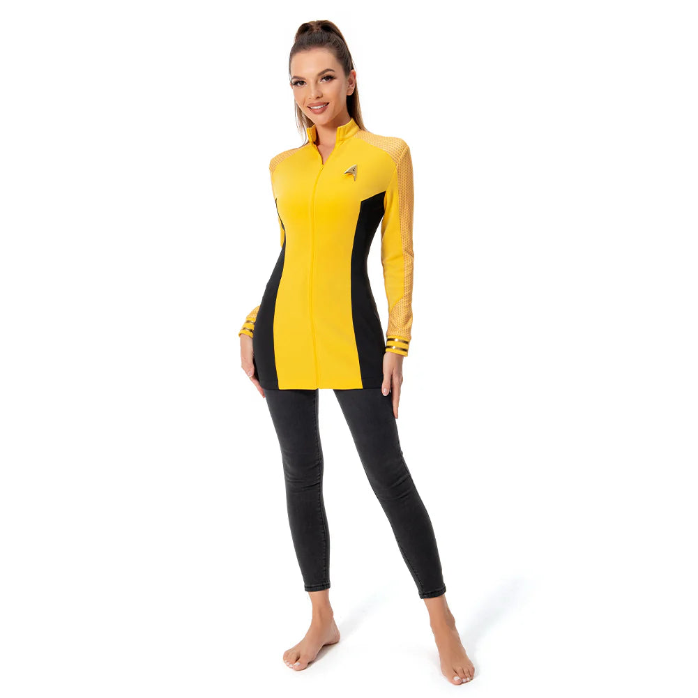 Star Trek Strange New Worlds Una Chin-Riley Cosplay Coat for Women – Halloween Costume Uniform Outfit PU Leather Jacket