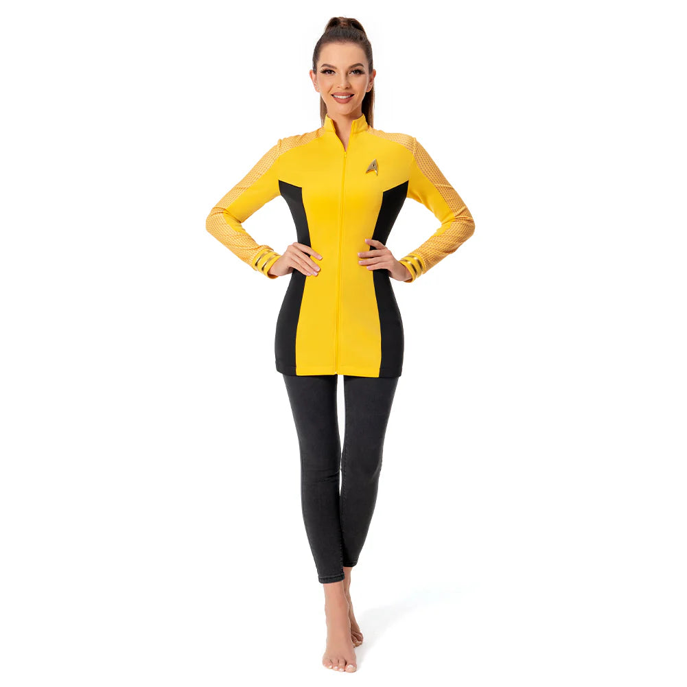 Star Trek Strange New Worlds Una Chin-Riley Cosplay Coat for Women – Halloween Costume Uniform Outfit PU Leather Jacket