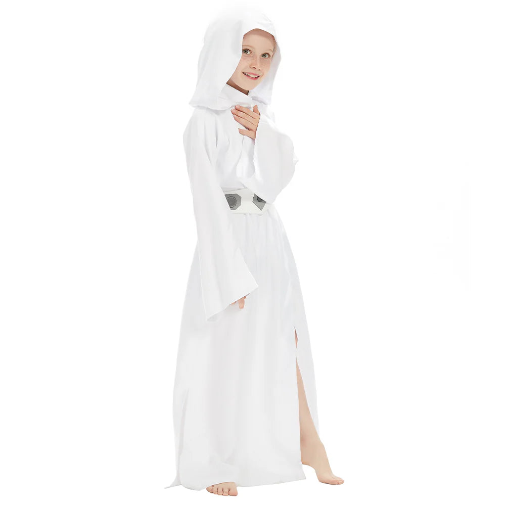 Kids Princess Leia Cosplay Costume Dress with Belt
