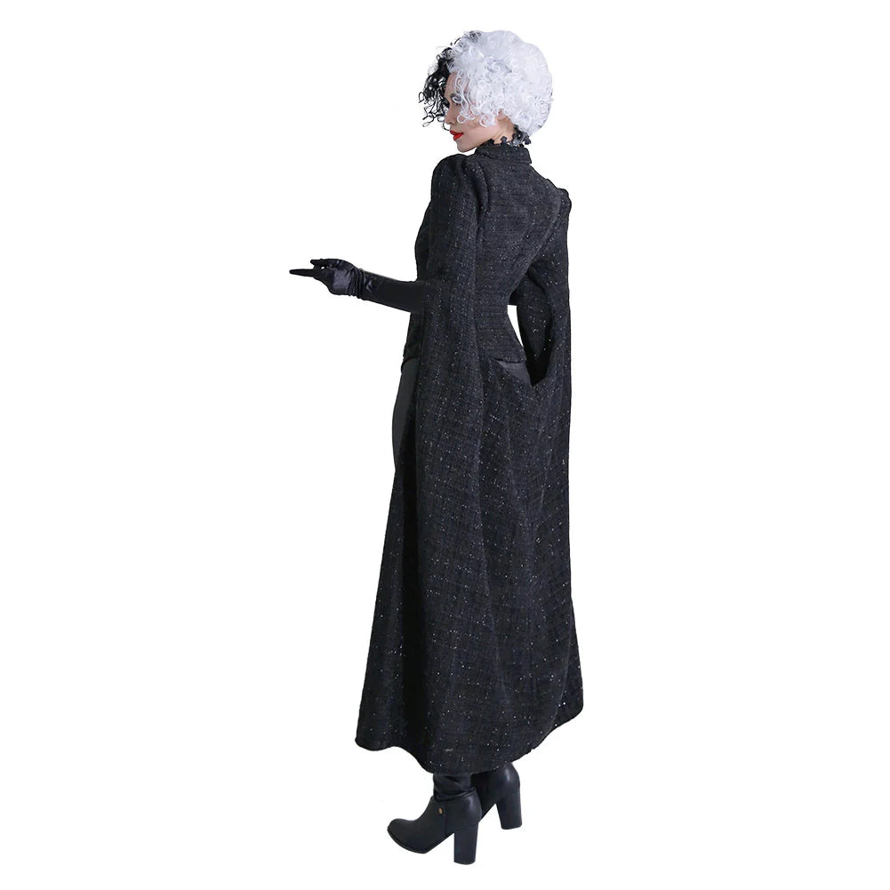 Cruella De Vil Cosplay Black Coat Costume for Women