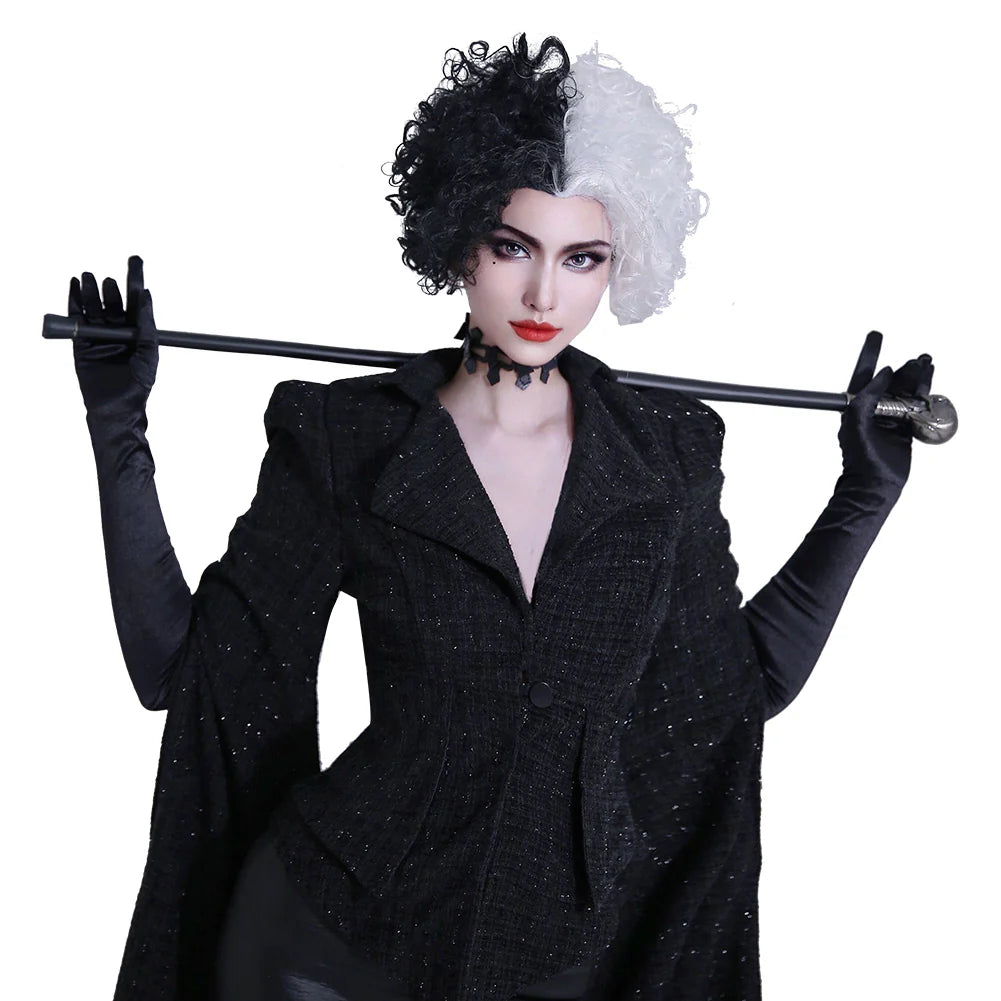 Cruella De Vil Cosplay Black Coat Costume for Women