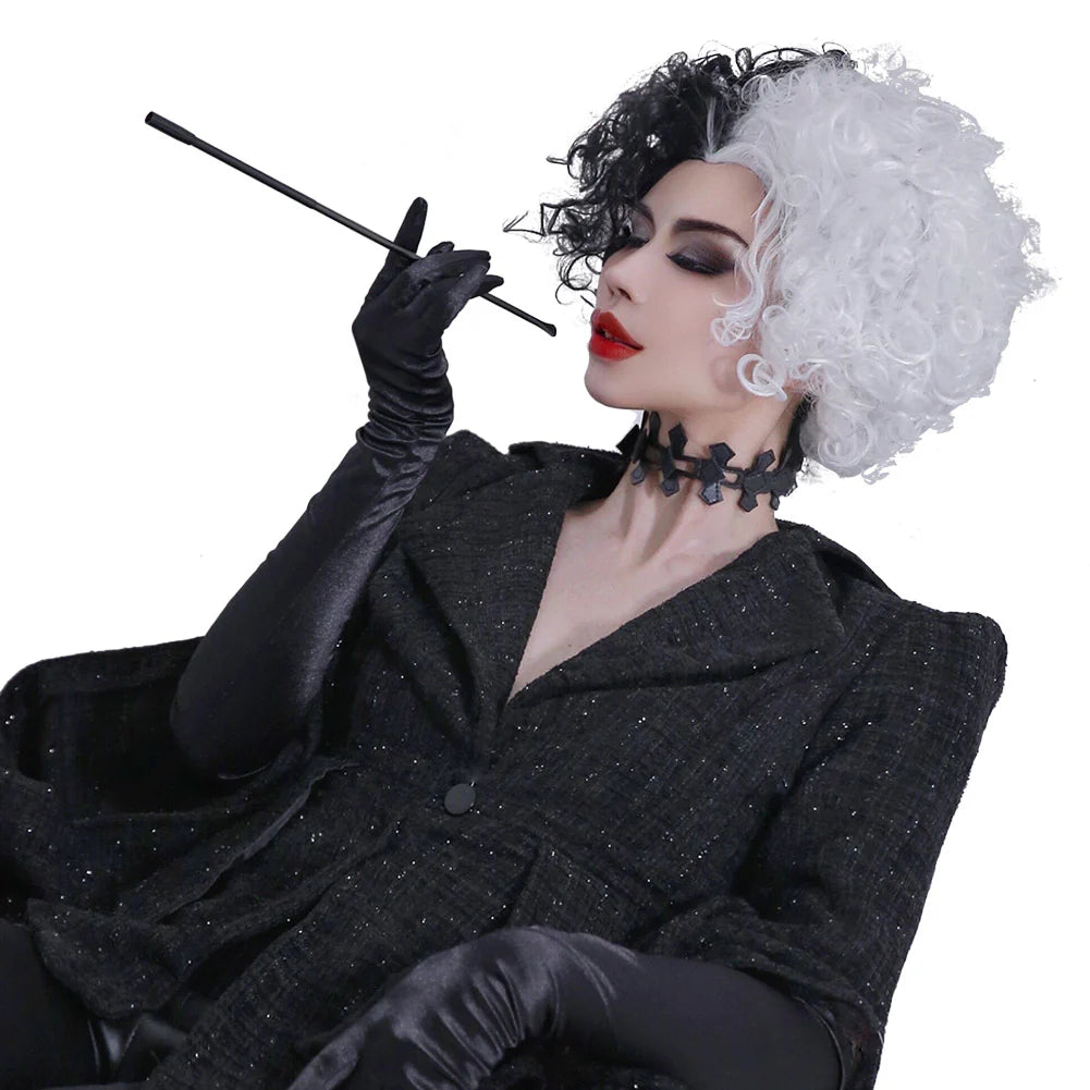 Cruella De Vil Cosplay Black Coat Costume for Women