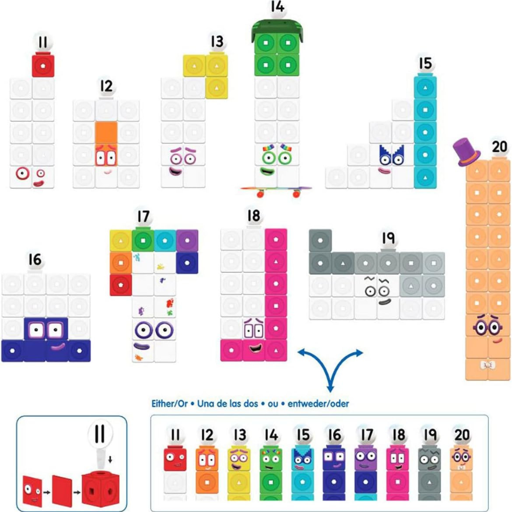 Learning Resources MathLink Cubes Numberblocks 11-20 Activity Set - Interactive Maths Learning Toy