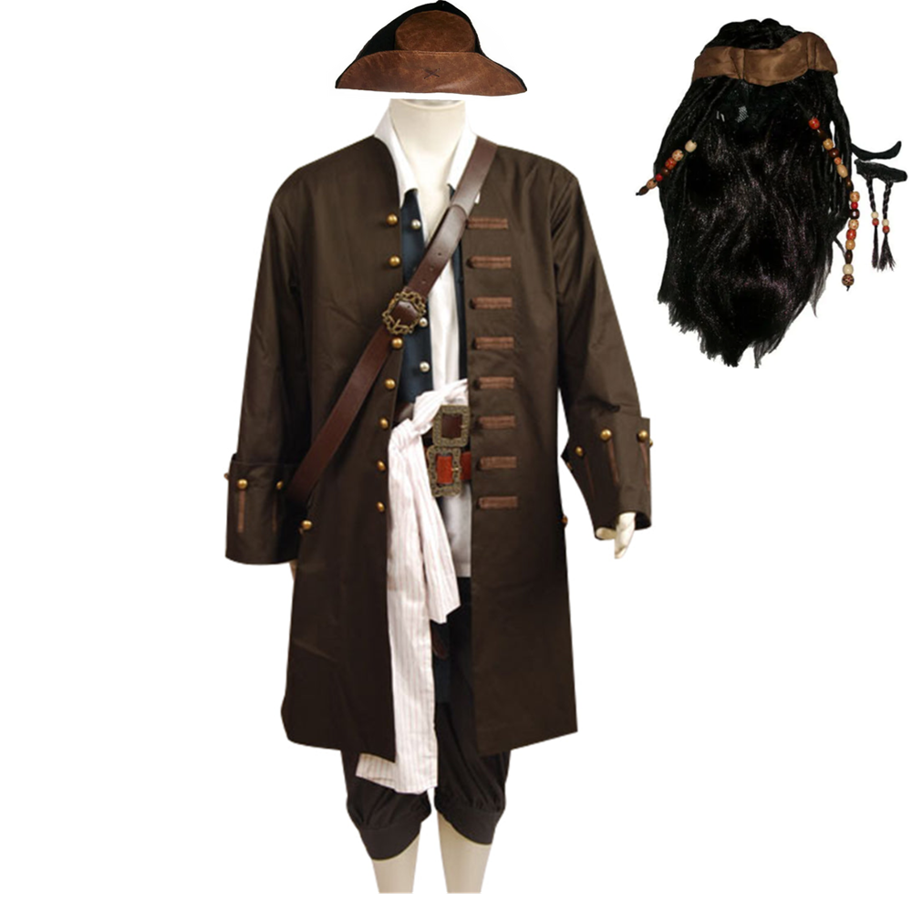 Jack Sparrow Men’s Costume – Pirates of the Caribbean Halloween Cosplay Set