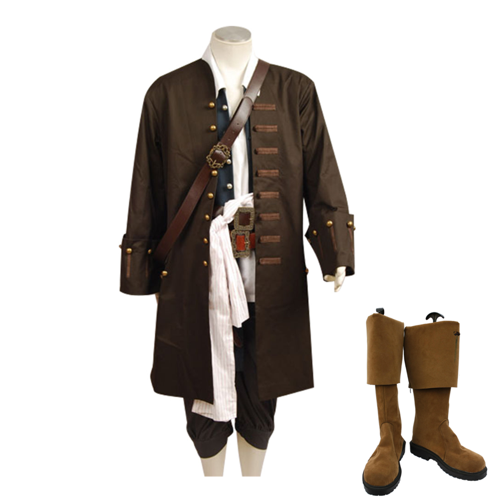 Jack Sparrow Men’s Costume – Pirates of the Caribbean Halloween Cosplay Set