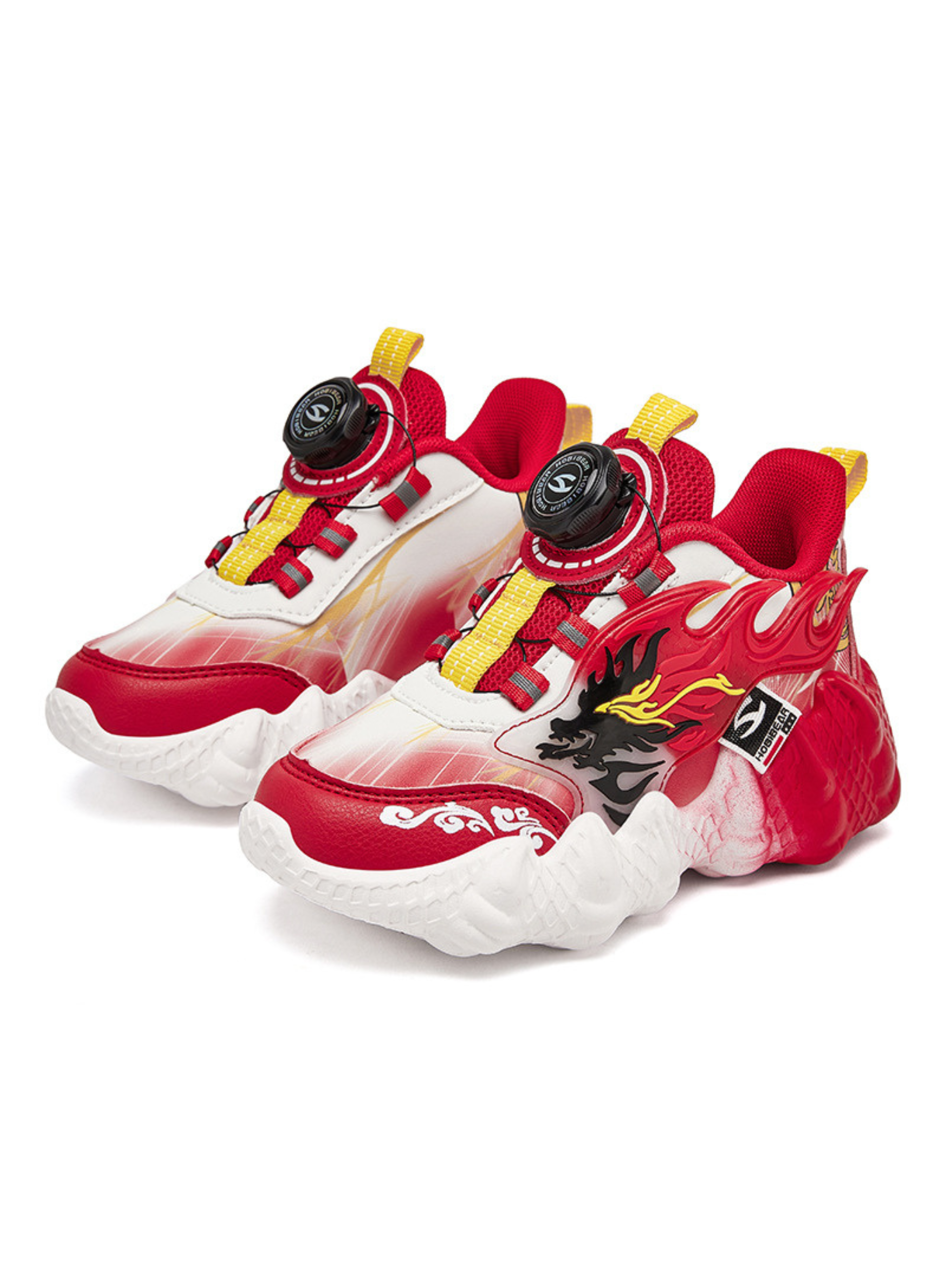 Dragon-Themed Kids Sports Shoes with Rotating Button Closure