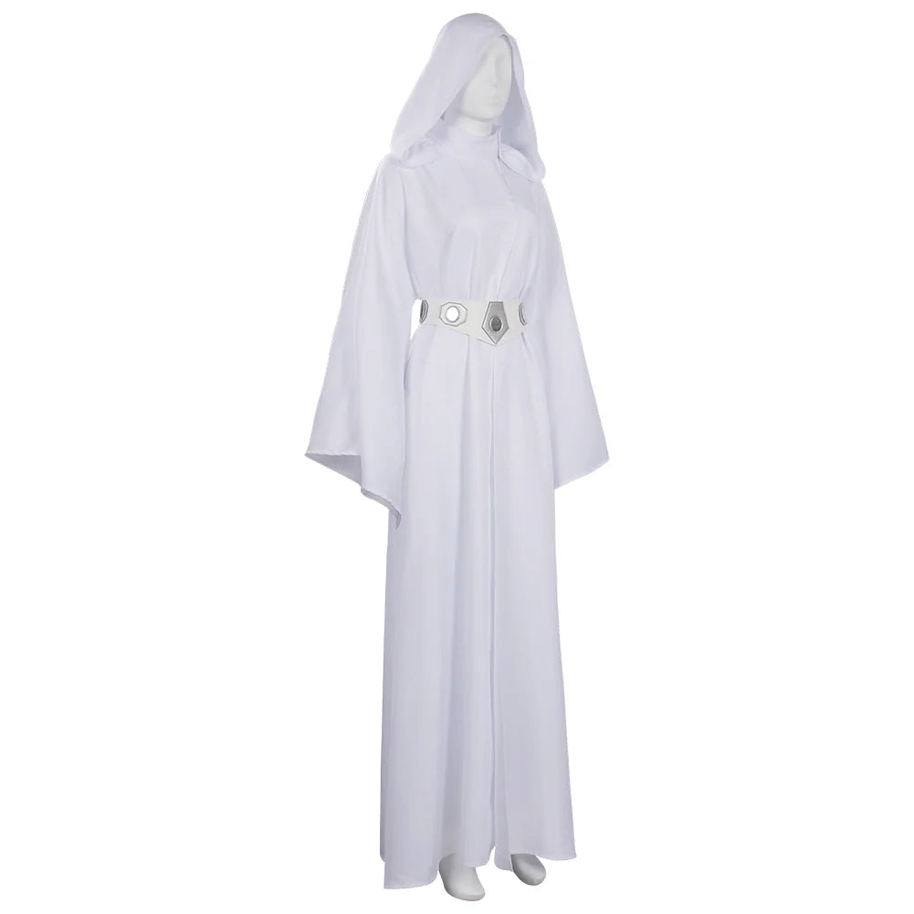 Princess Leia Cosplay Costume Dress with Belt – Women’s Star Wars Halloween Outfit