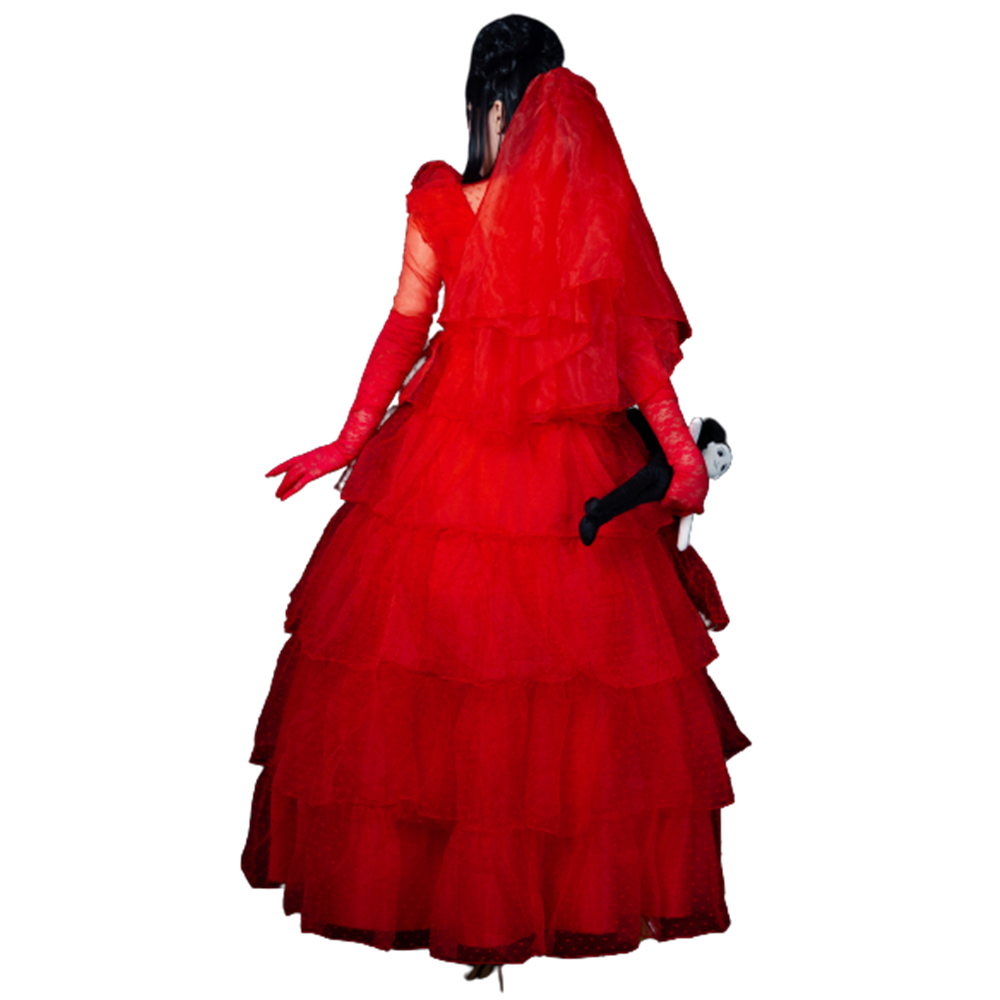 Lydia Beetlejuice Red Wedding Costume – Women’s Halloween Dress