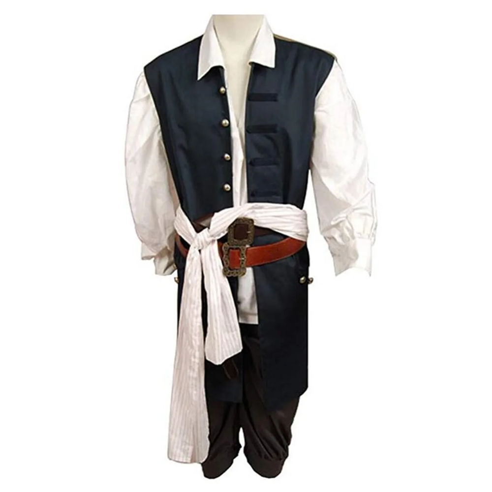 Jack Sparrow Men’s Costume – Pirates of the Caribbean Halloween Cosplay Set