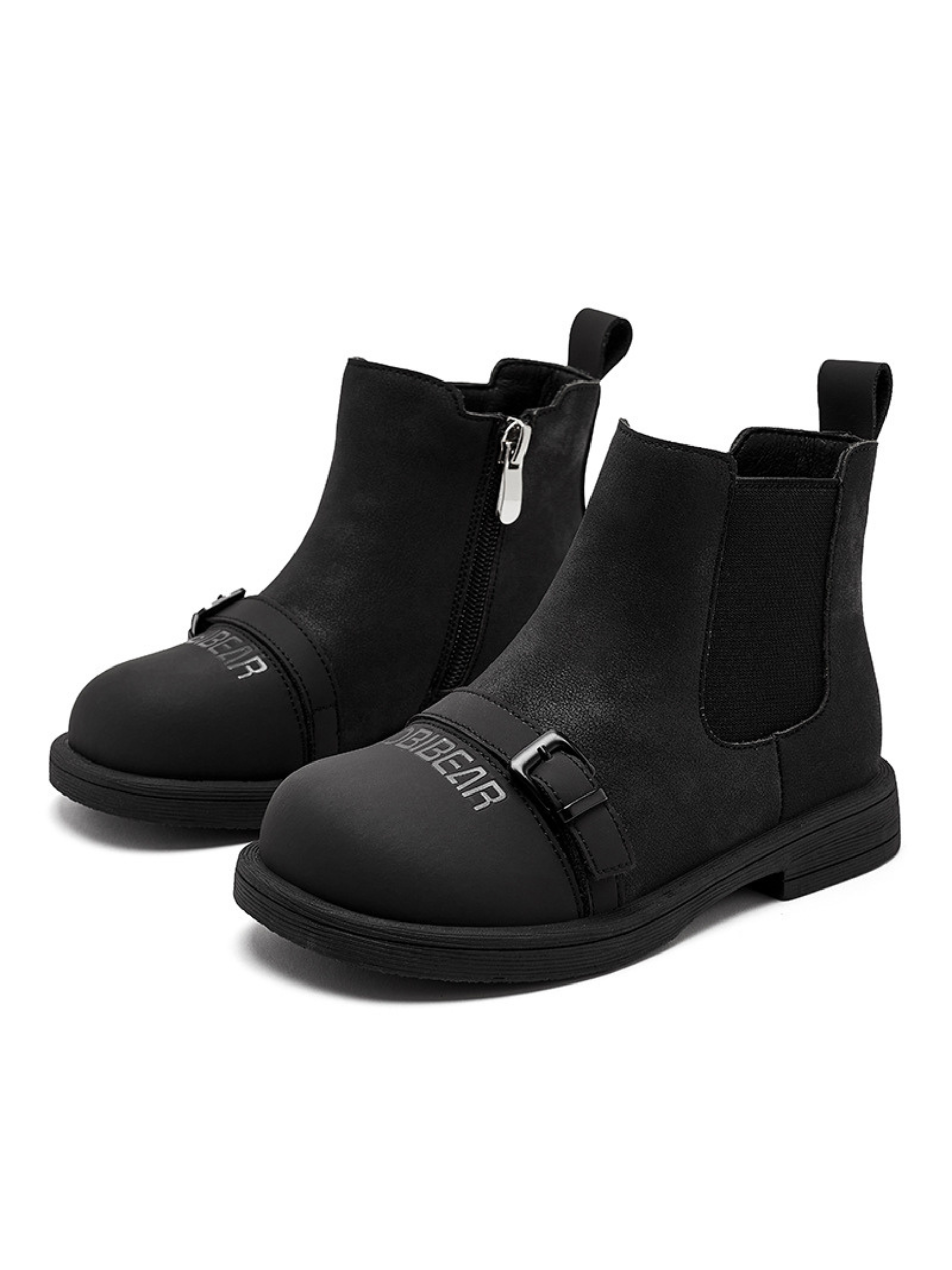 Kids Chelsea Boots with Side Zipper and Rubber Sole