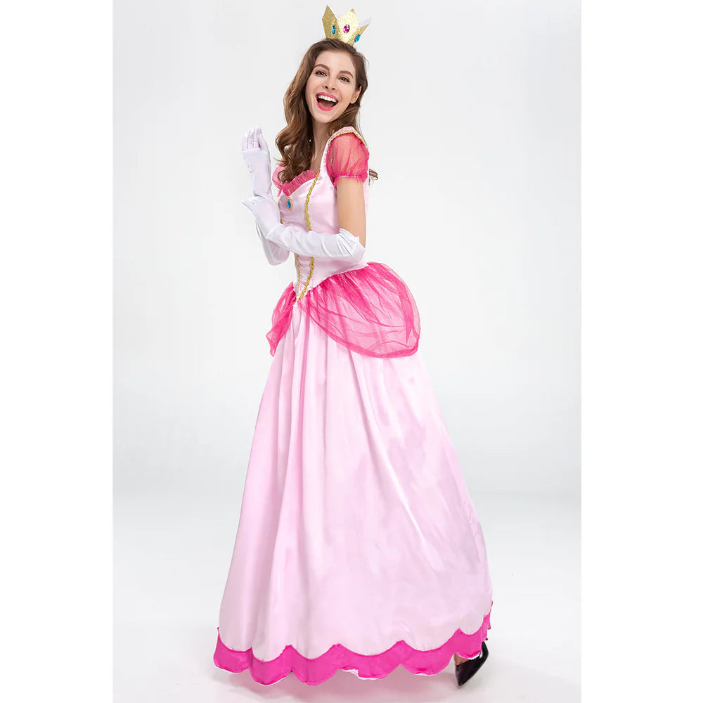Super Mario Bros. Princess Peach Cosplay Costume Dress – Women’s Halloween Outfit