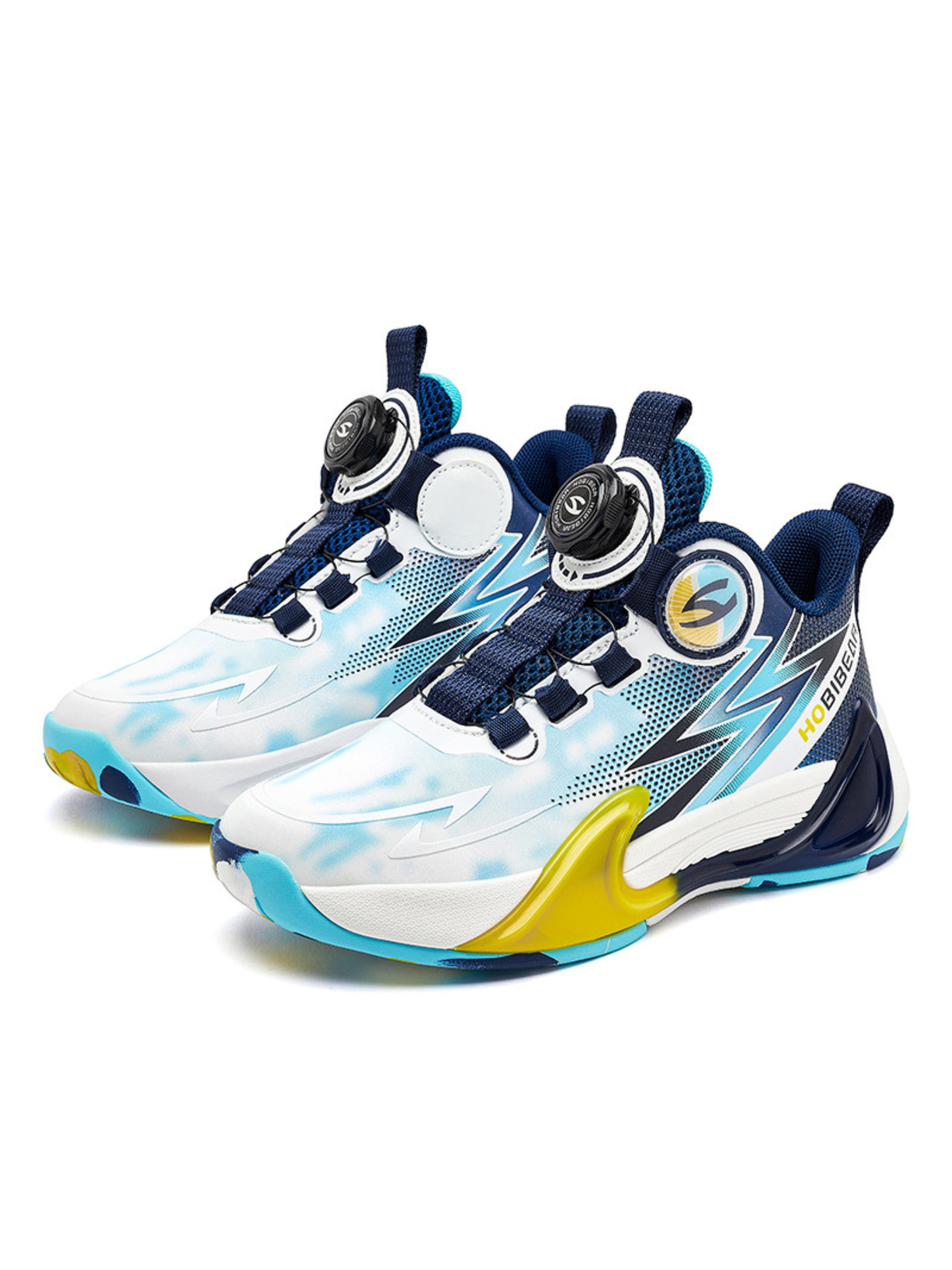 Kids Basketball Shoes with Rotating Button and Rubber Sole