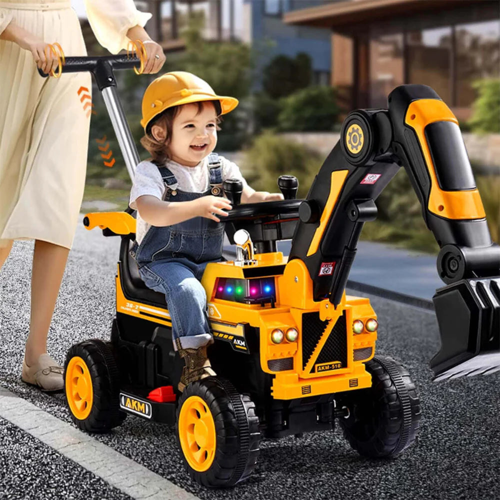 Kids 3-in-1 Electric Ride On Excavator Toy with Digging Arm
