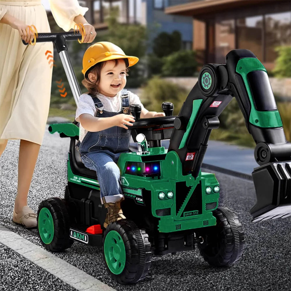Kids 3-in-1 Electric Ride On Excavator Toy with Digging Arm