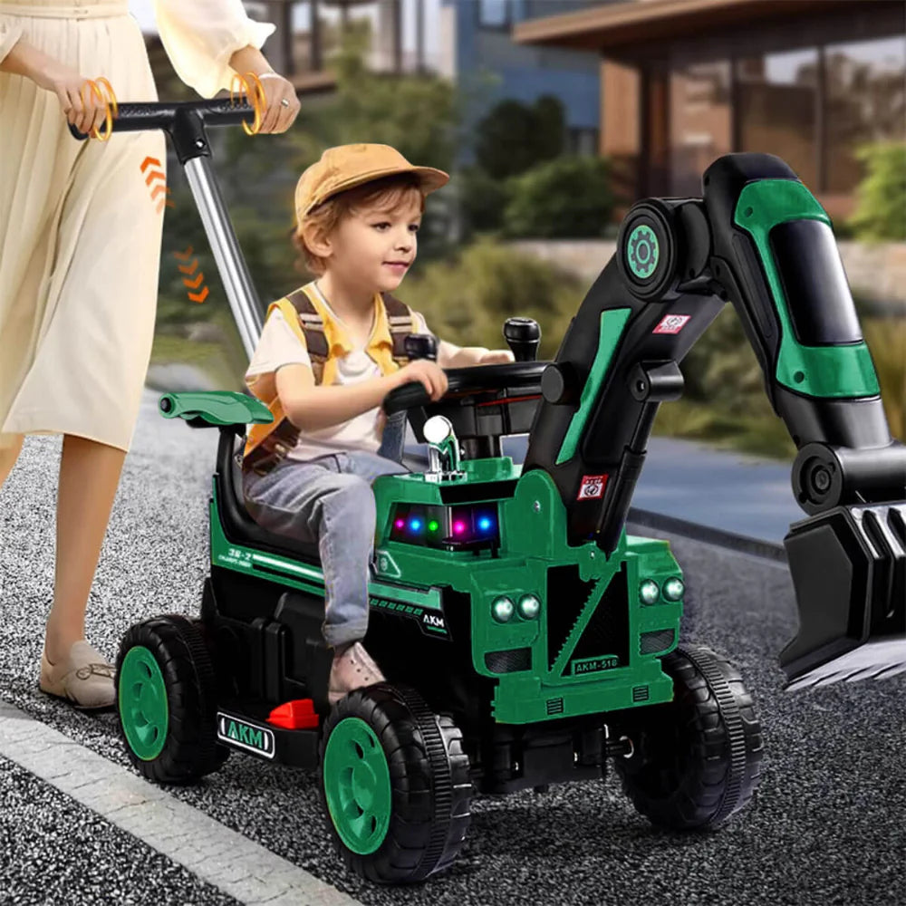 Kids 3-in-1 Electric Ride On Excavator Toy with Digging Arm