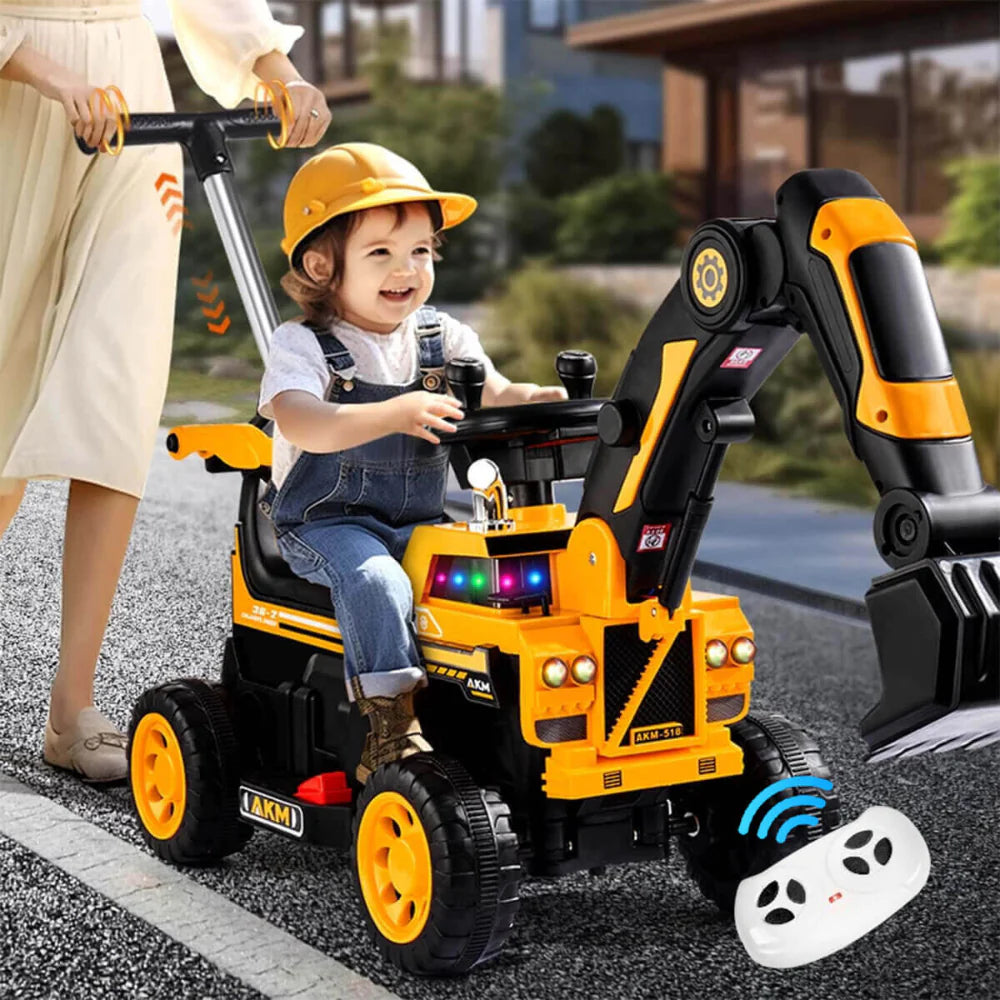 Kids 3-in-1 Electric Ride On Excavator Toy with Digging Arm